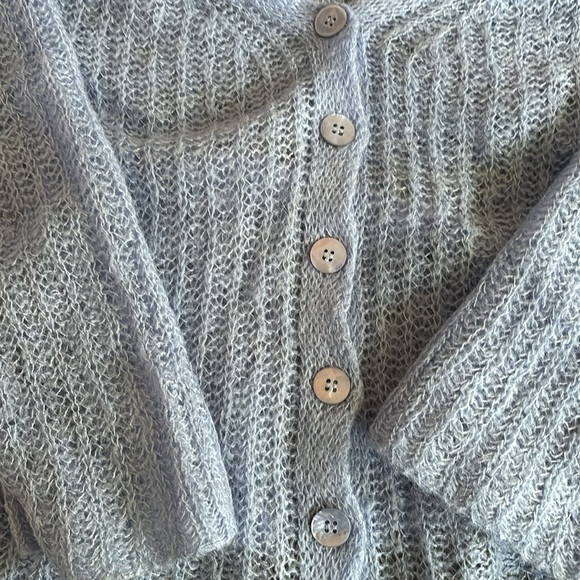 UNITED COLORS OF BENETTON sky blue super soft mohair blend cardigan size L - Picture 9 of 13